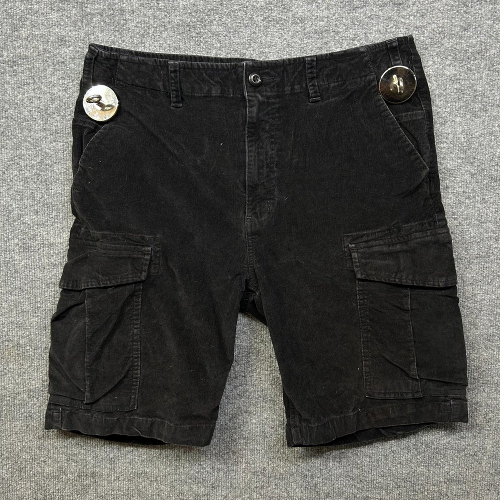 DGK Cargo Shorts Men's Black Corduroy Stretch Pockets Utility Y2K Workwear - 34